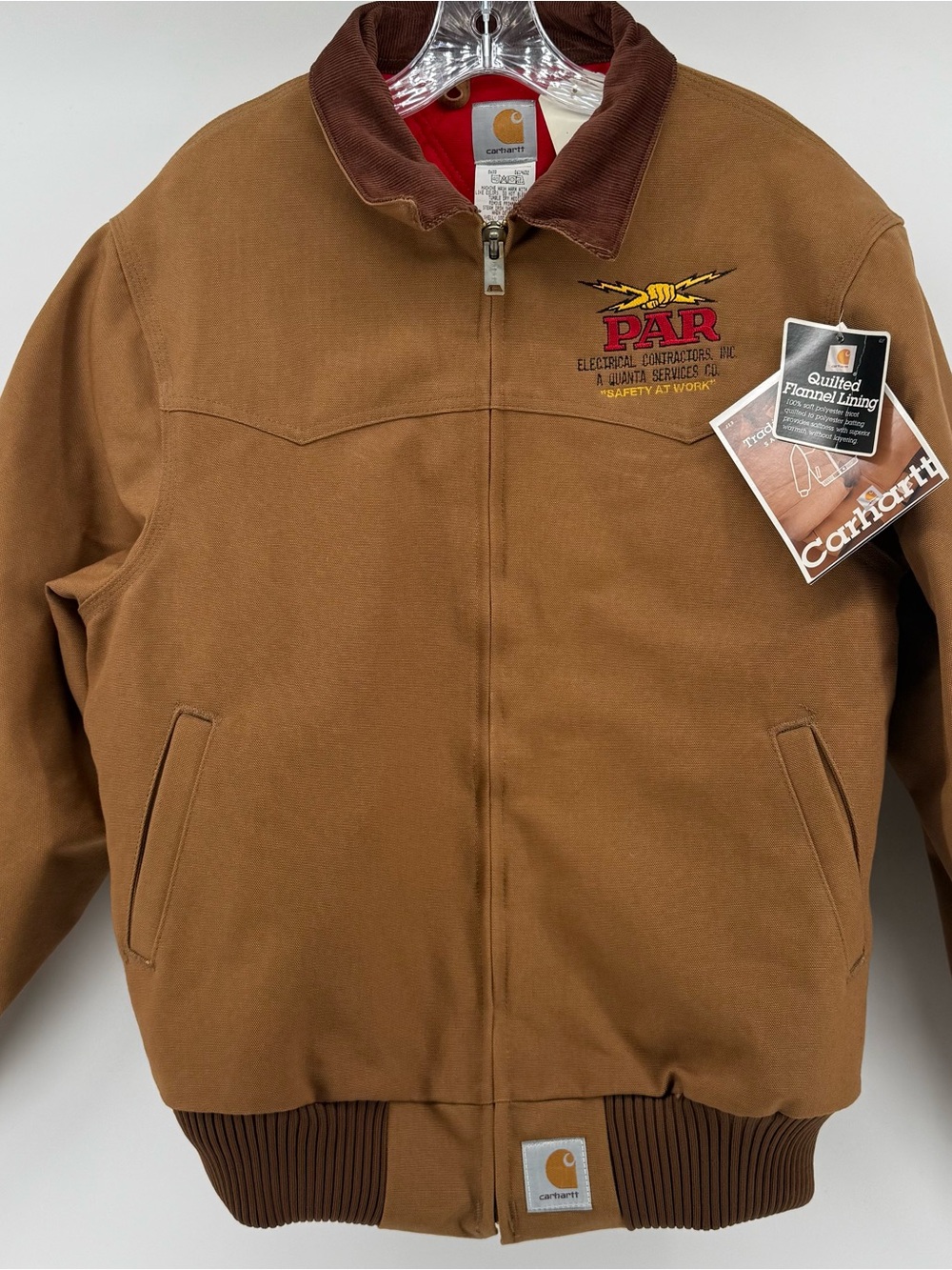 Carhartt J13 BRN Santa Fe Jacket Mens L Brown Duck Canvas Red Quilt Lined 2000